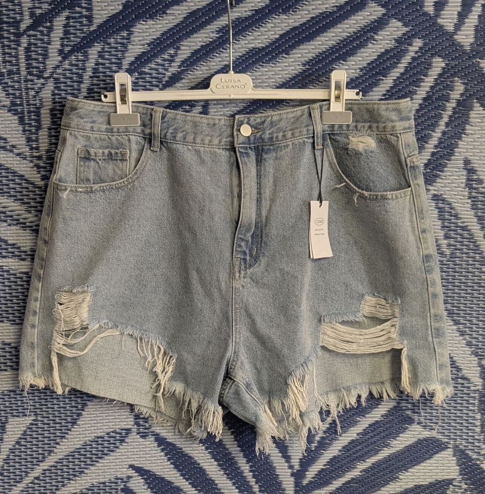 NWT Cider Light Blue Distressed Jean Shorts